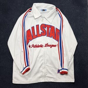 Y2K Russo Wear Track Jacket Mens Large White Basketball Warm Up Allstar Full Zip